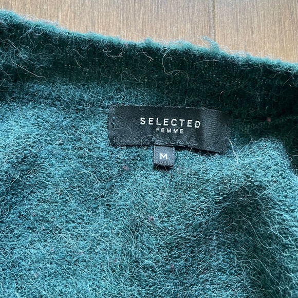 Grandpa Sweater Long Cardigan Green lightweight Selected Femme - Picture 2 of 13